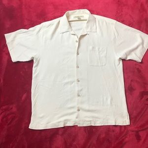 Tommy Bahama 100% silk cream button down shirt